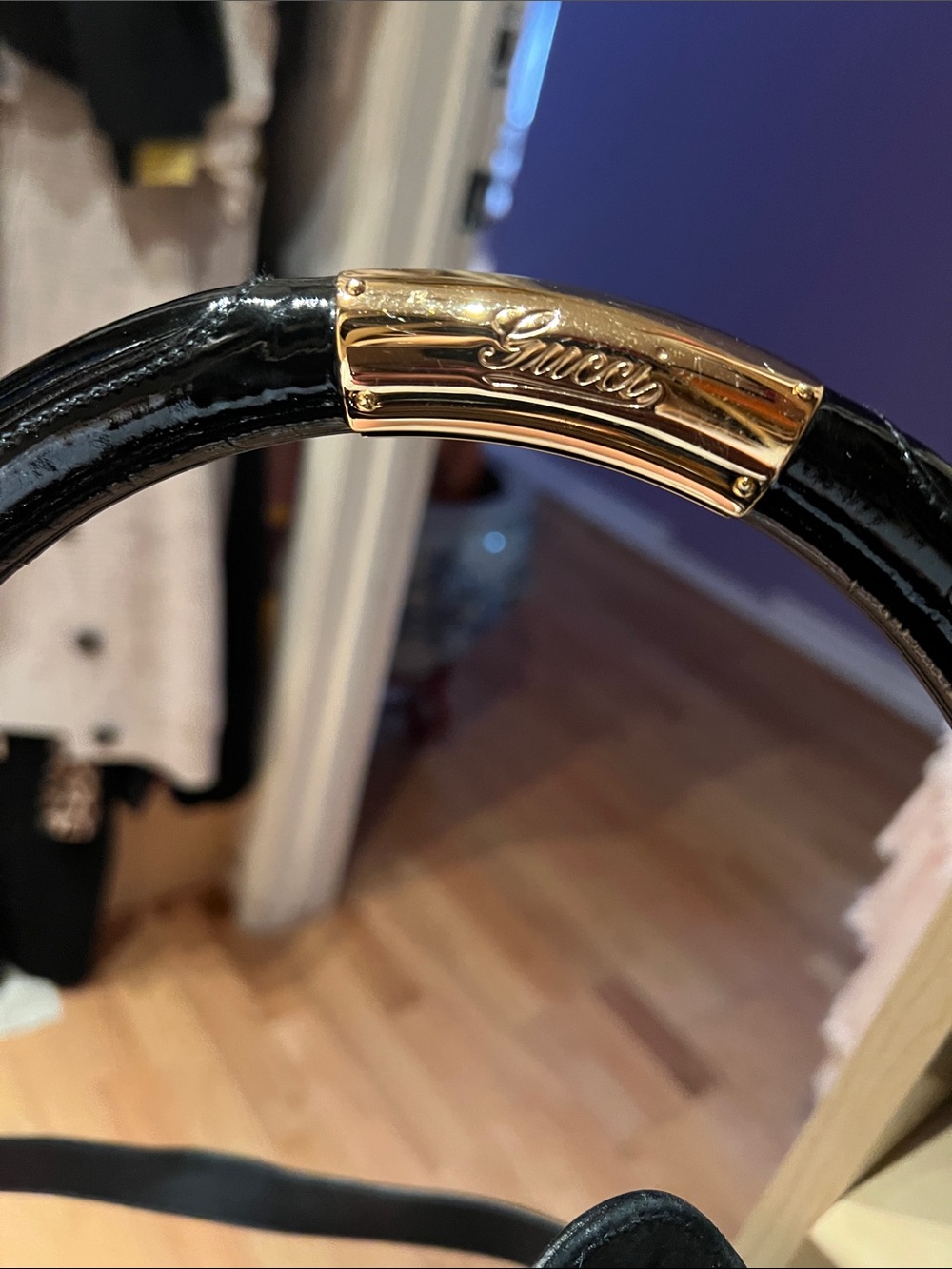 Gucci Black Patent Shoulder Bag with Tassel and Gold Hardware - Picture 10 of 16